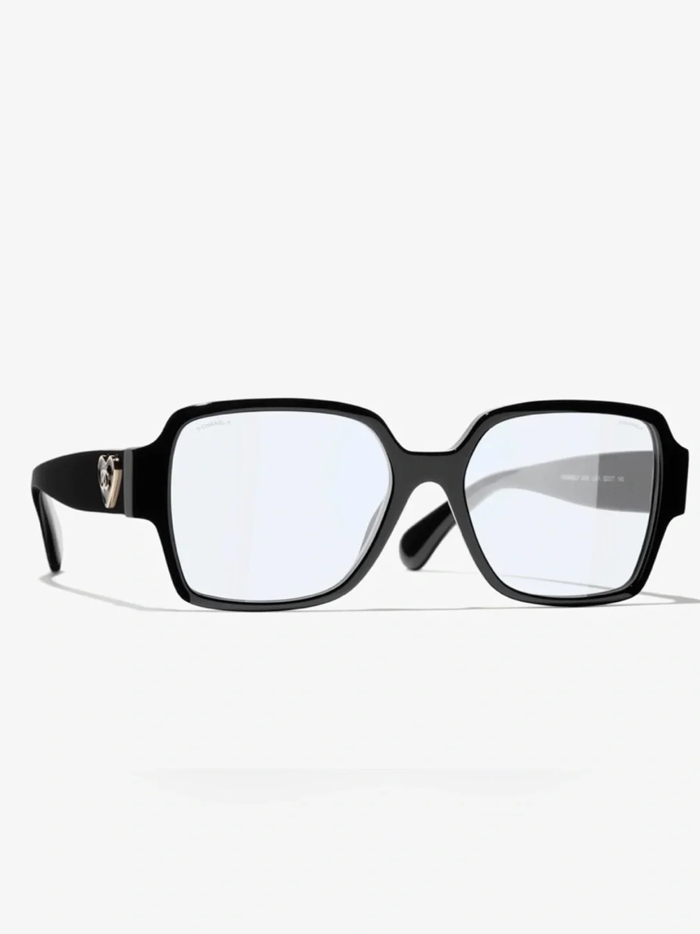 Square Blue Light Glasses - Black & Gold with Heart Logo